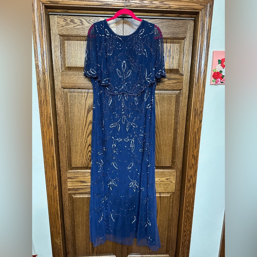 Elegant Navy Blue Beaded Dress